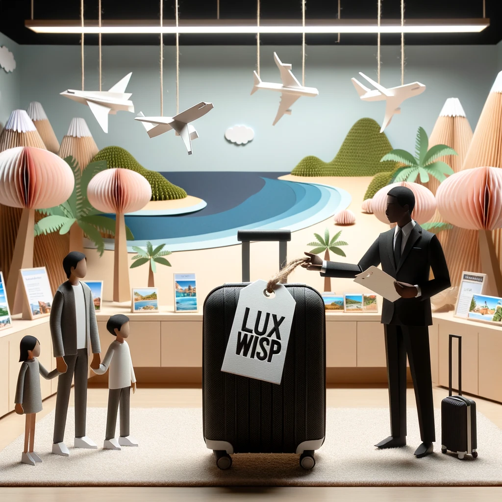 Luxwisp Travel Agent  with family and suitcase
