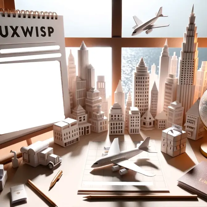 Luxwisp Travel Agent  paper craft planes and city on table