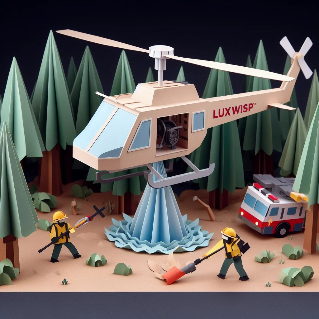 firefighters paper craft art cleaning up forest fire