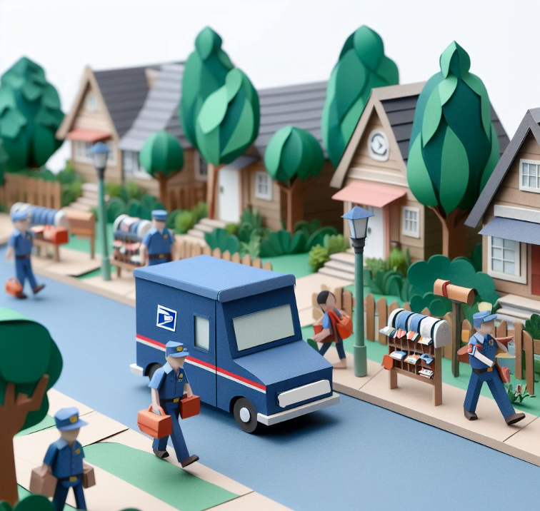 mail truck paper art craft