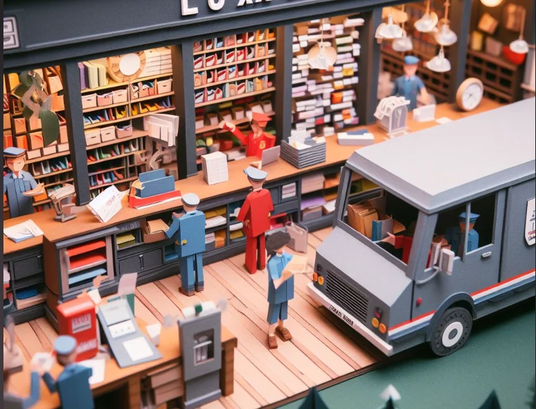 Mailworkers sort at Luxwisp post office