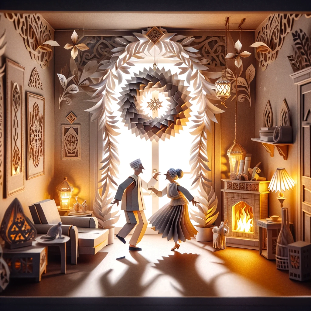 Senior couple paper craft art dancing luxwisp