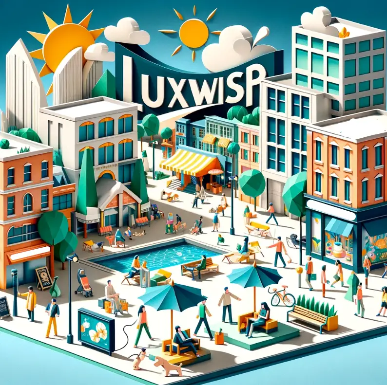 Paper art craft of a city with people living and enjoying life luxwisp