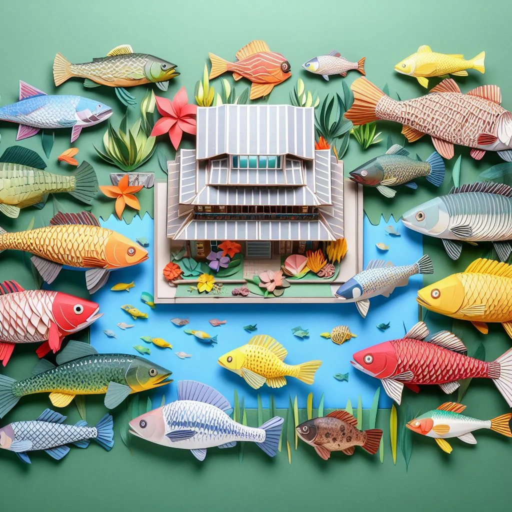 diverse groups of fish  - Luxwisp Paper Craft Art
