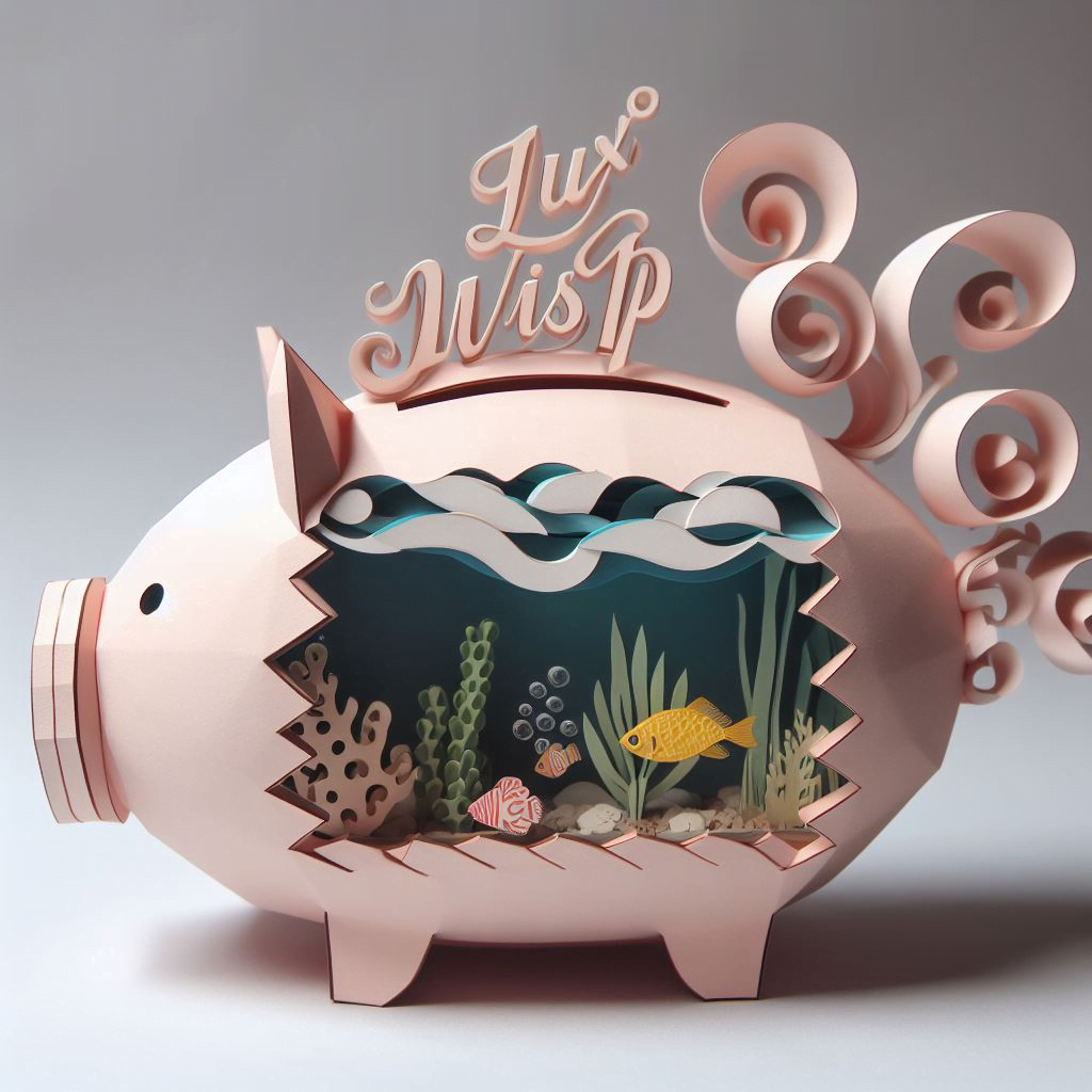 aquarium that is shaped like a piggy bank  - Luxwisp Paper Craft Art