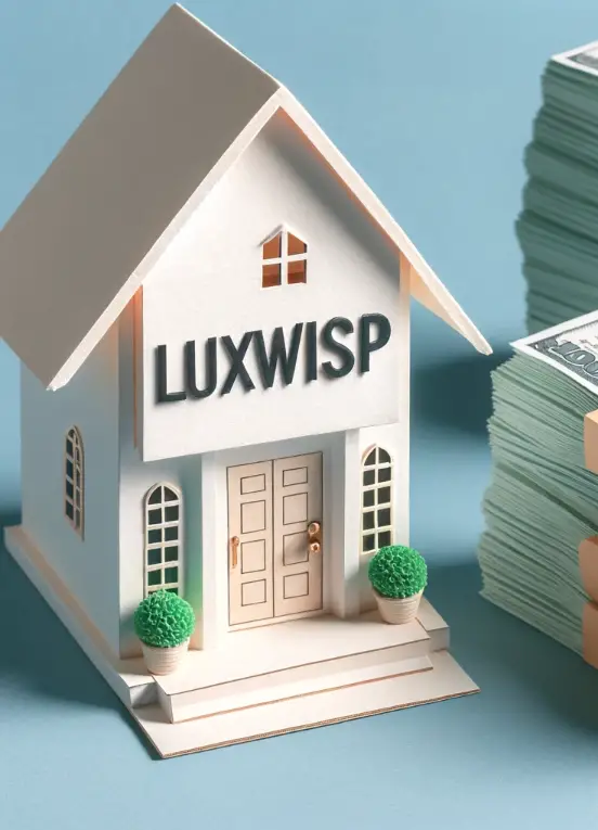 House model with cash stack - Luxwisp