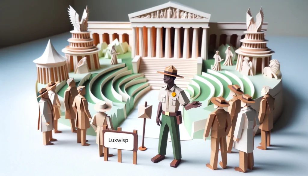Park Ranger leading a historical site tour Paper Art Craft - Luxwisp