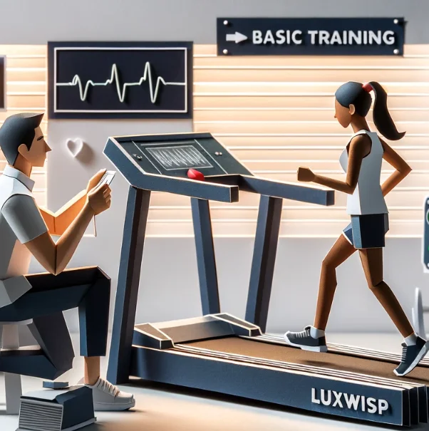 Athletic Trainer conducting fitness test on treadmill - Luxwisp