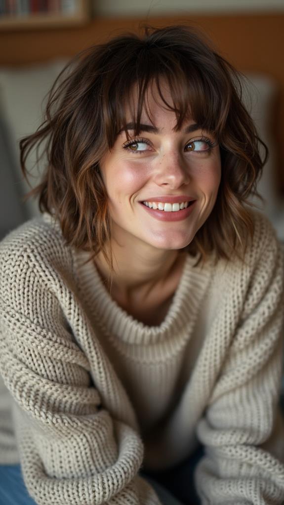 choppy ash brown bob