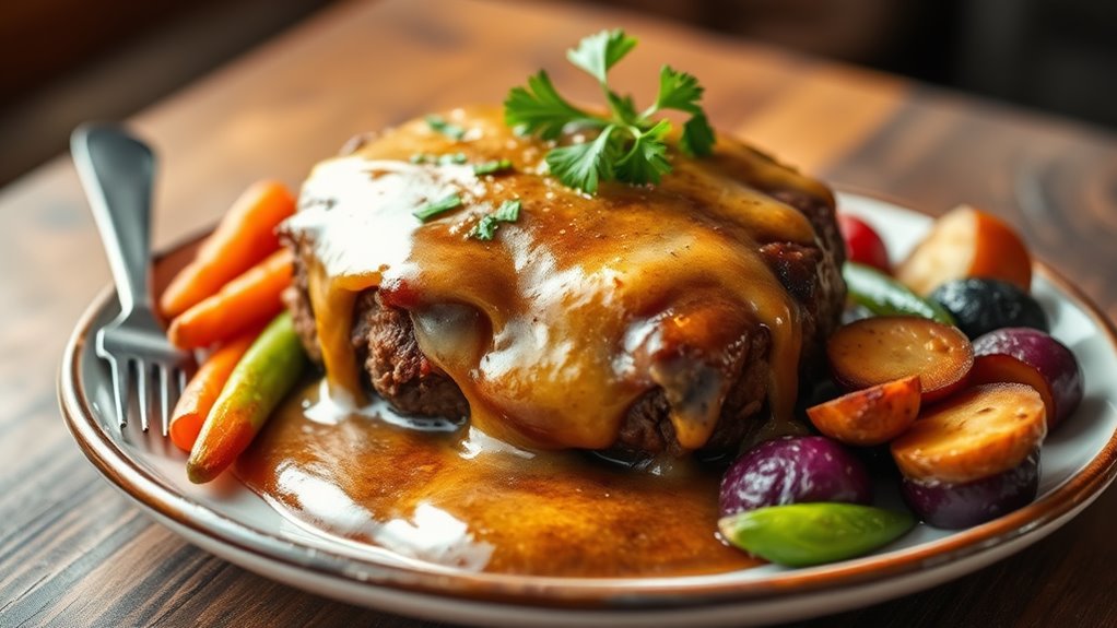 cheesy salisbury steak delight