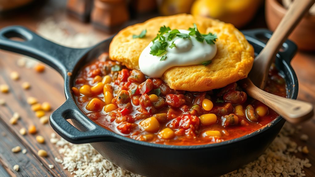 chili with cornbread topping