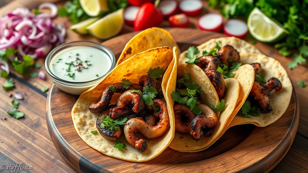 cilantro sauce octopus tacos