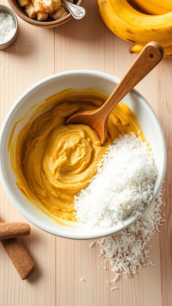 combine sugar and coconut