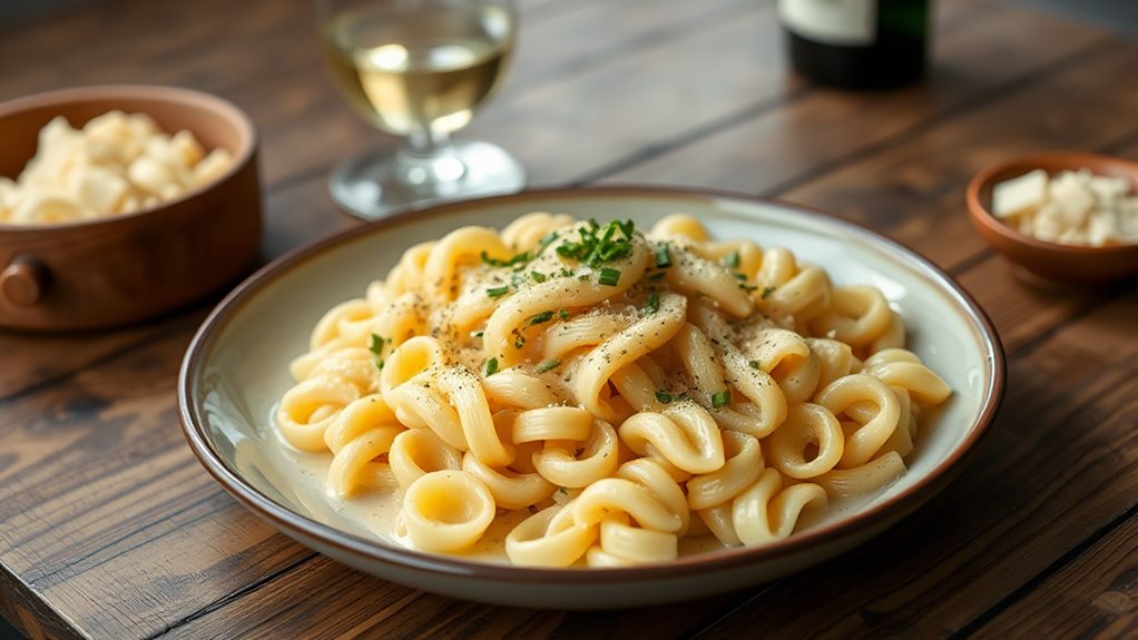 creamy leek fusilli dish
