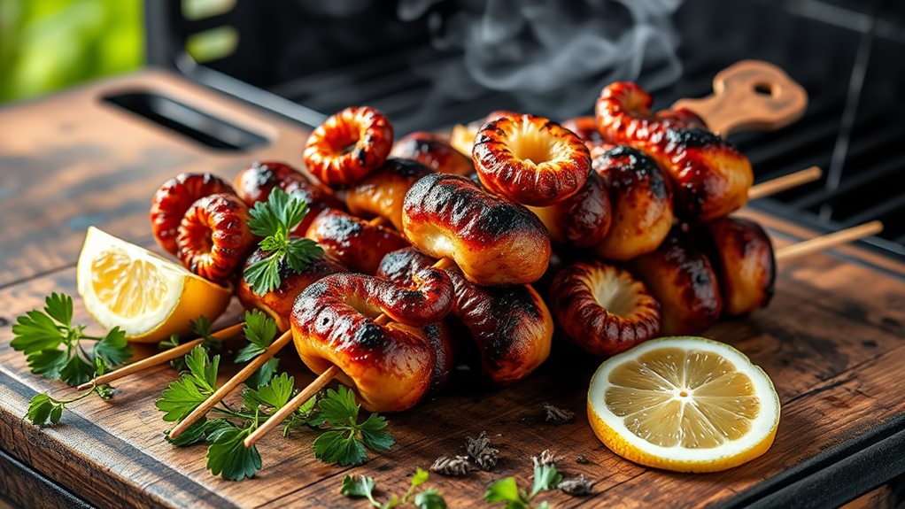delicious smoky octopus skewers