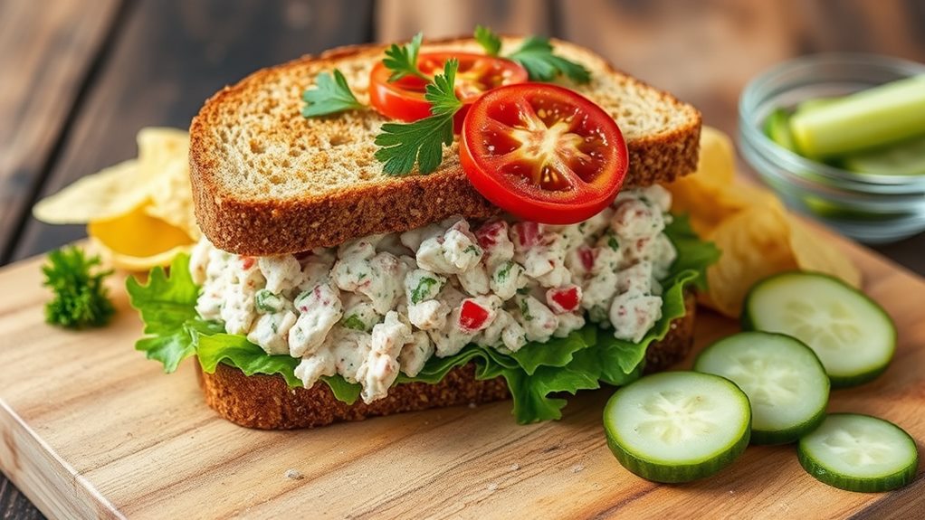 delicious turkey salad sandwich