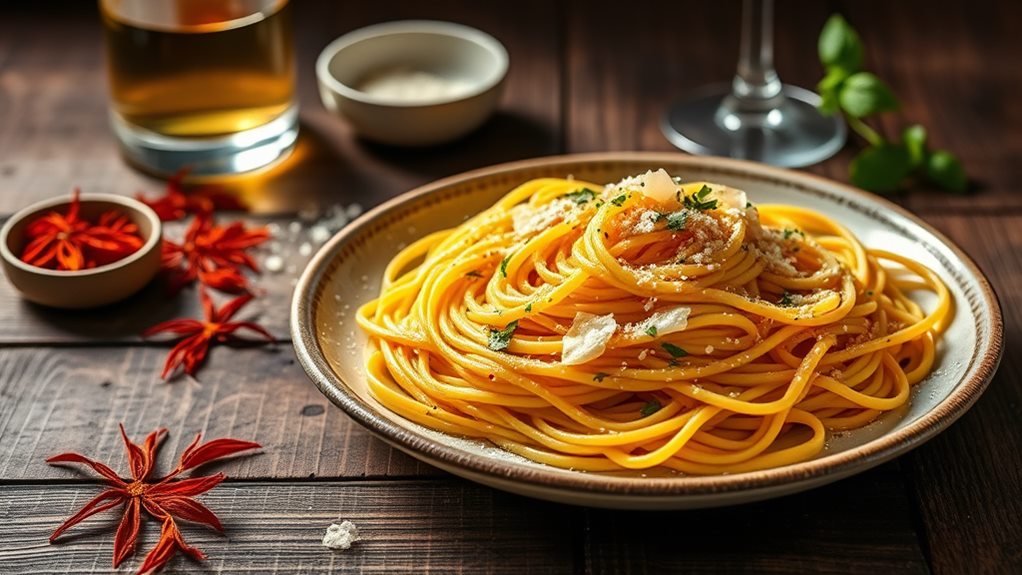 golden saffron pasta dish