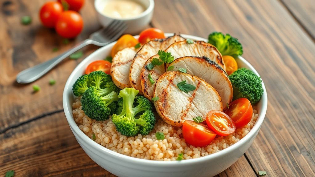 healthy chicken broccoli bowl