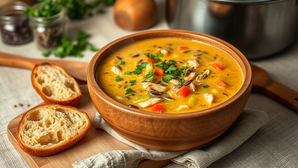 hearty chicken rice soup