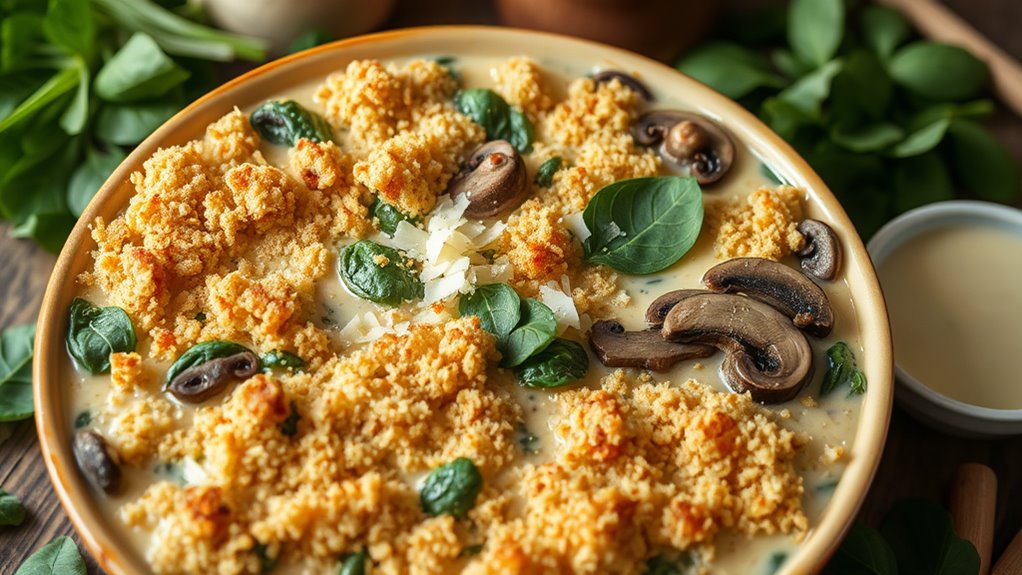 mushroom spinach casserole delight