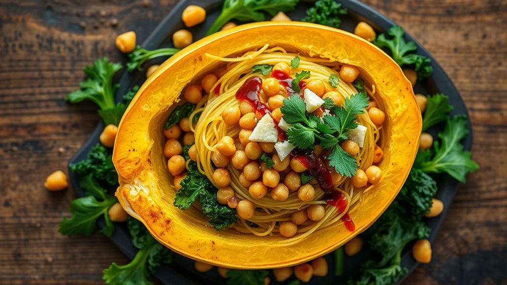 nutritious squash chickpea kale dish