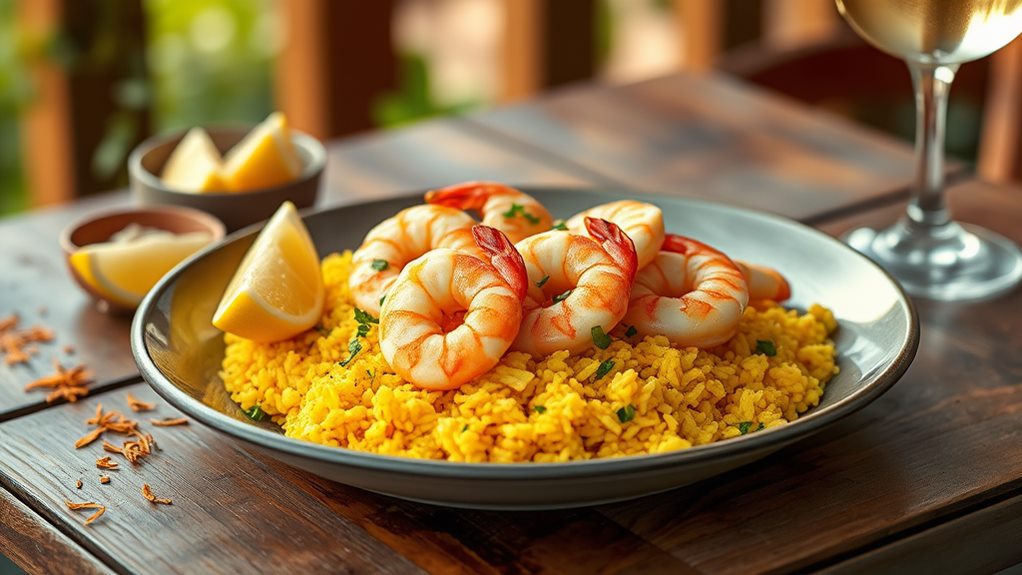 saffron infused shrimp dish