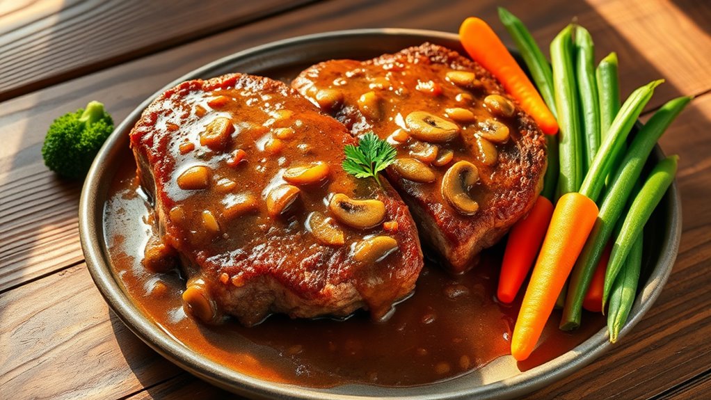 salisbury steak and veggies