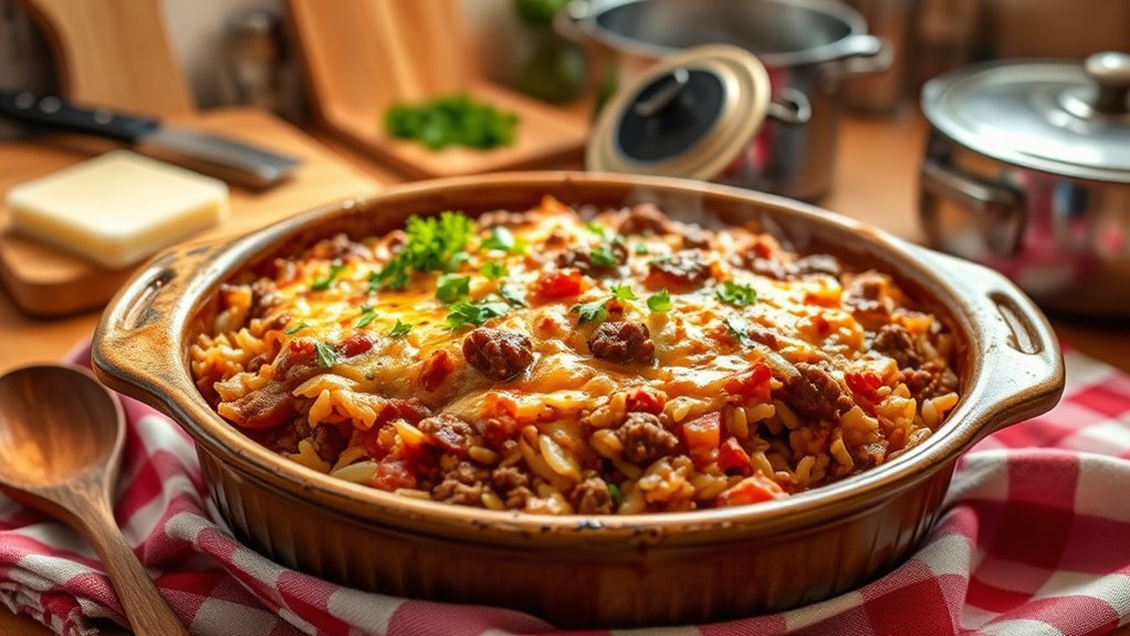 savory beef rice casserole
