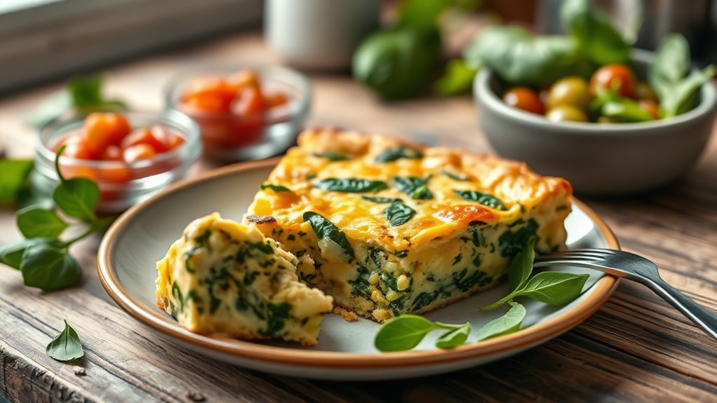 savory spinach cheese frittata
