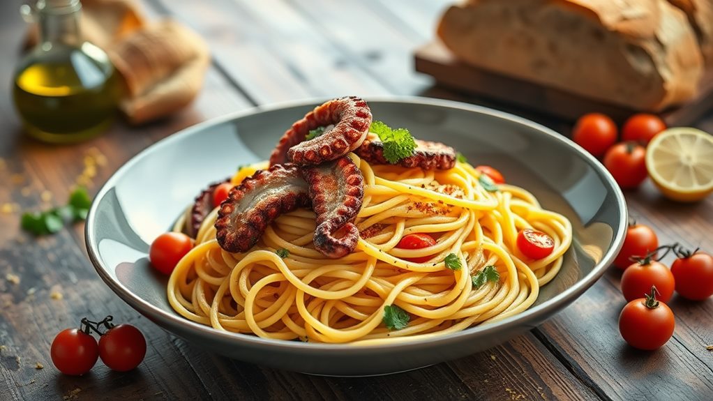 seafood infused mediterranean dish