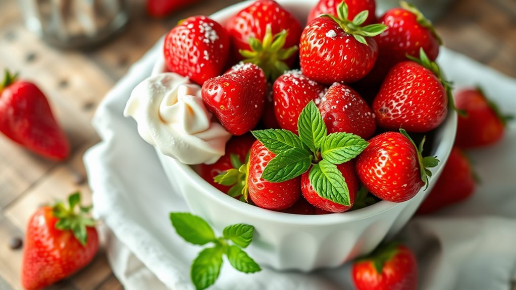 strawberries with cream dessert