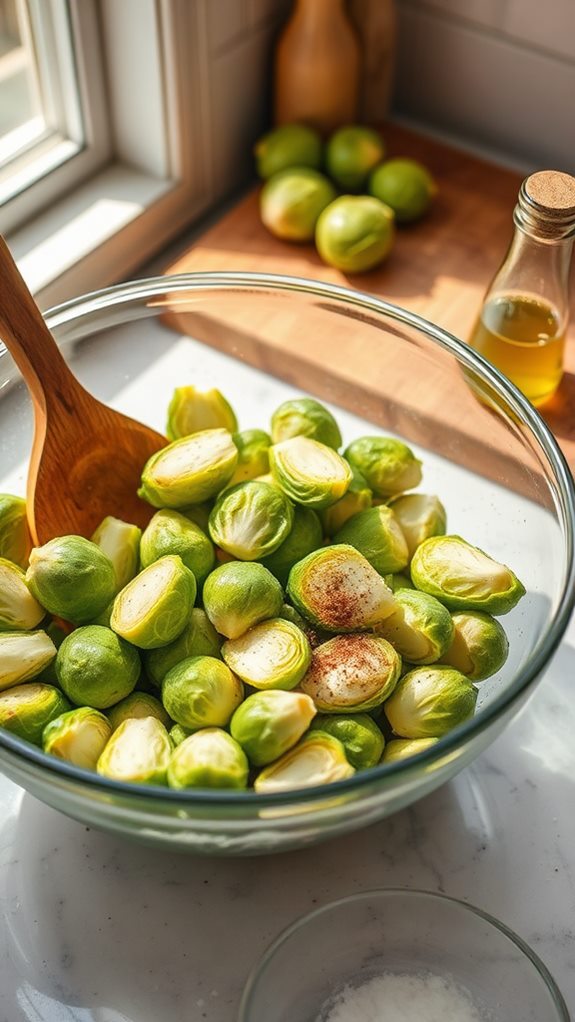 toss vegetables with oil